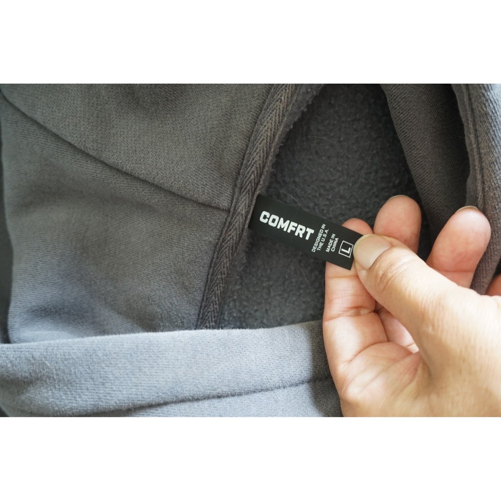 Comfrt Signature Hoodie Cotton Blend Oversized Streetwear Charcoal Gray sz Large - Picture 5 of 5
